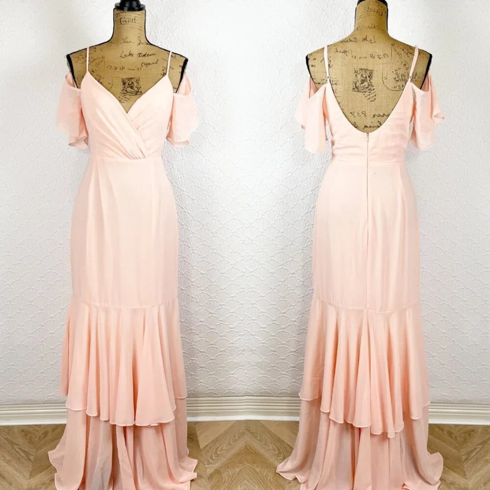 Blush Pink Off-Shoulder Mermaid Maxi Dress - Picture 5 of 7
